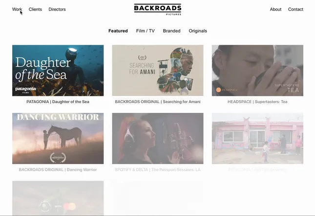 Backroads Pictures Website Redesign