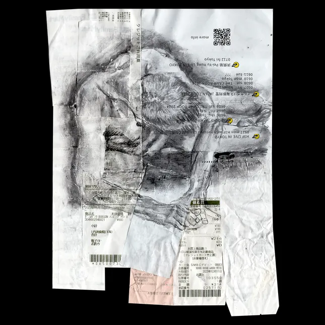 charcoal collage work