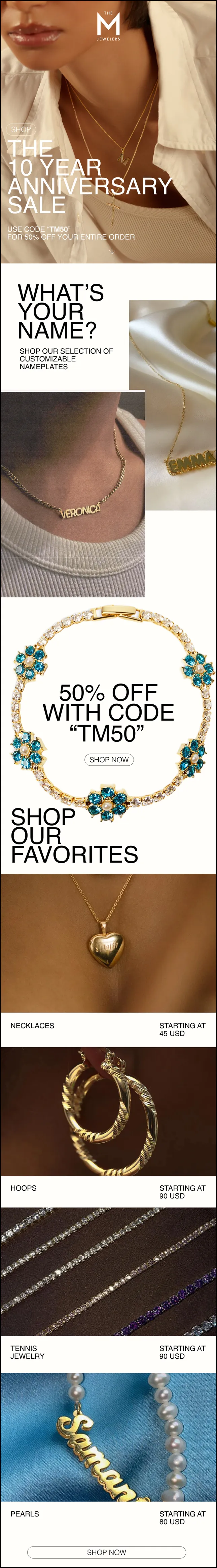The M Jewelers - SMS & E-mail Designs