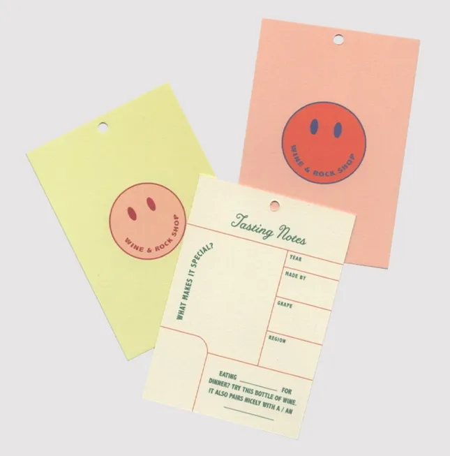 wine tags for Wine + Rock Shop