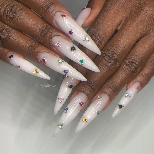 Simple Bejeweled Nails