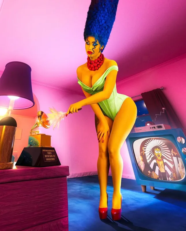 Cardi B as Marge Simpson Body painting