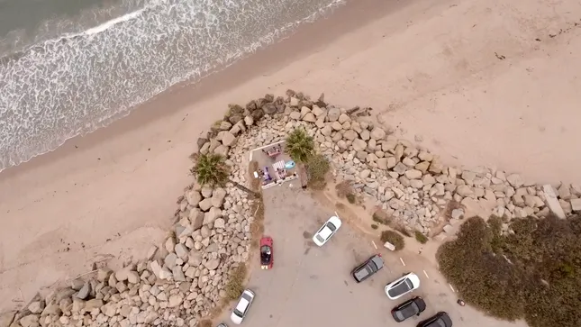 DJ Micro drone fly by on the beach