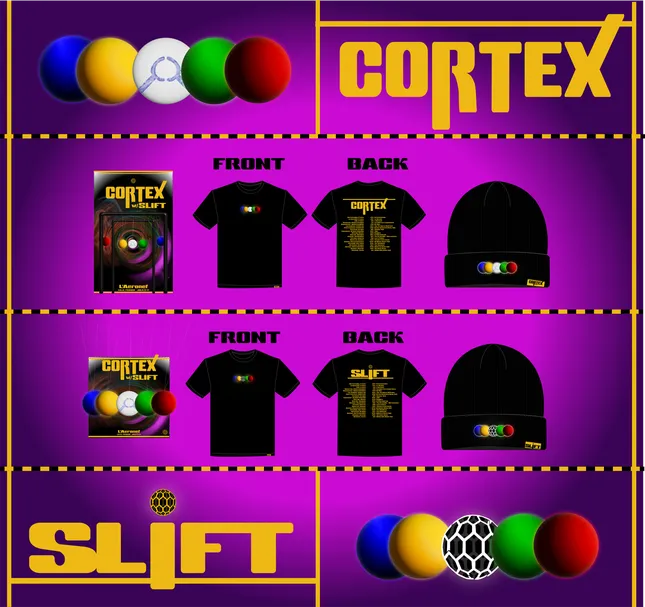 Mock-ups for Concert Poster and Merch for SLIFT and Cortex