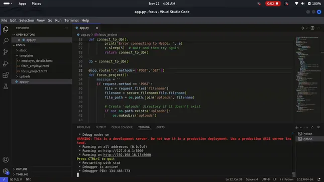 Python flask web application development