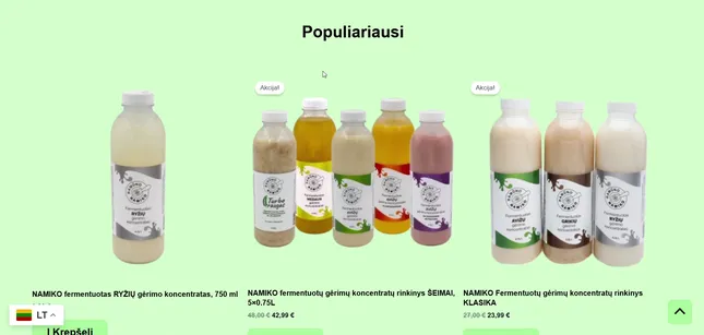 Namiko.lt Health Drinks Website