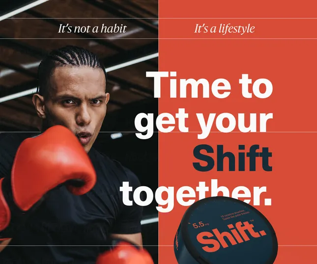 Social media ads for Shift's nicotine reduction system