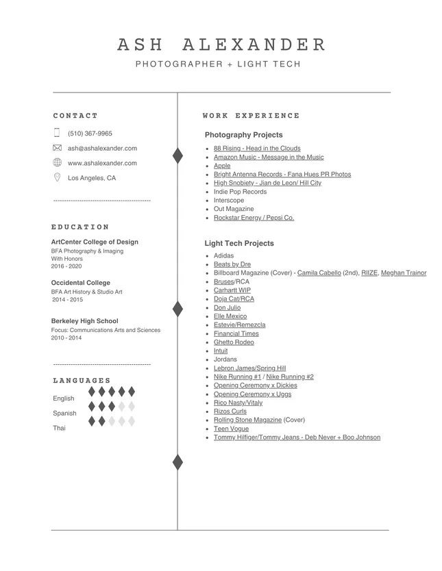 Production/Light Tech CV