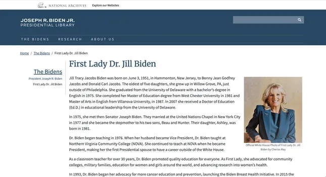 Official portrait of Dr. Jill Biden