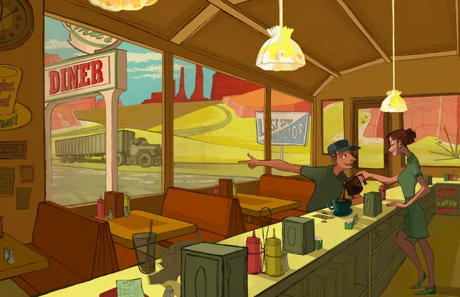 Diner Background Painting & Layout