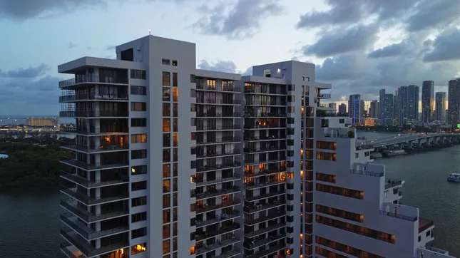 Venetian Islands with Miami Skyline Sunset