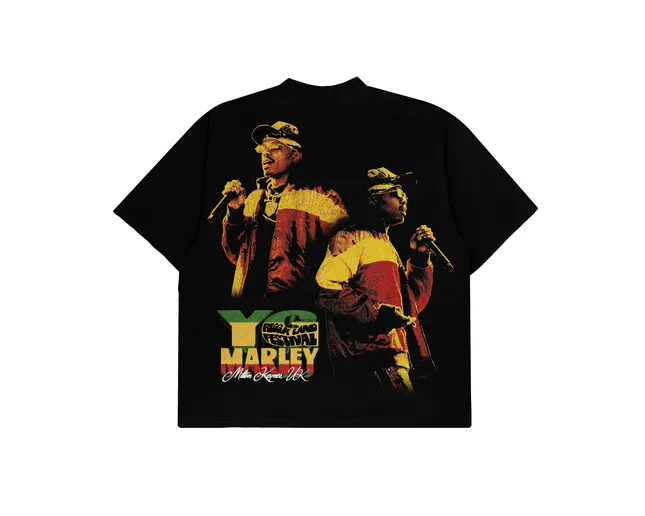 Print merchandise for YG Marley’s show in Milton Keynes, July 2025.