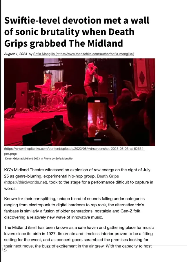 Swiftie-level devotion met a wall of sonic brutality when Death Grips grabbed The Midland