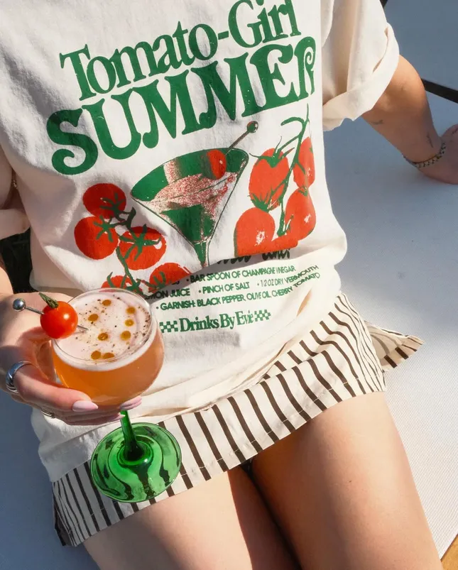 "Tomato-Girl Summer" t-shirt design for influencer @Drinksbyevie