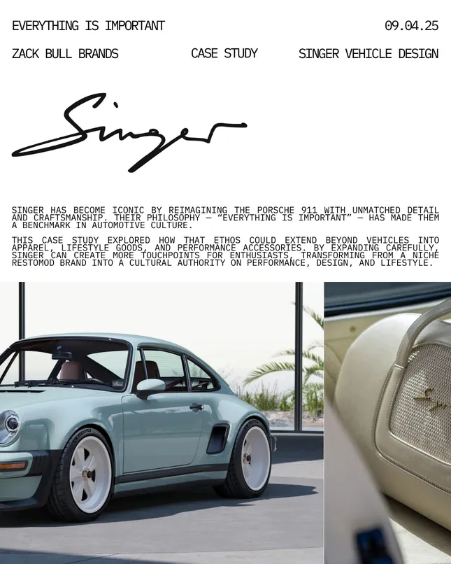 Singer Porsche : Brand Expansion Case Study