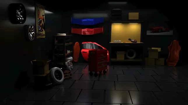 3D garage scene design