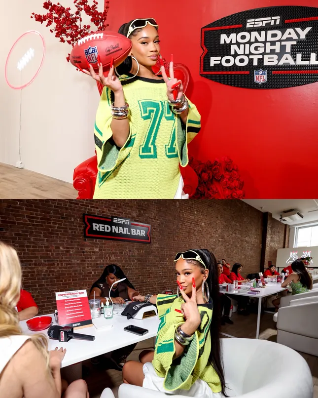 Saweetie X ESPN Nail Bar NYC 🏈