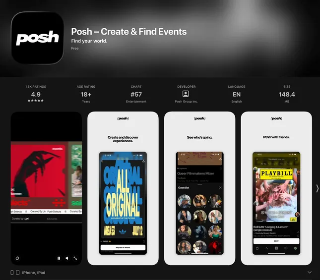 posh.vip - Home Tab