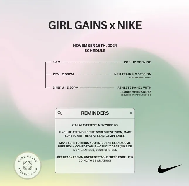 Girl Gains x Nike SoHo Collab Event