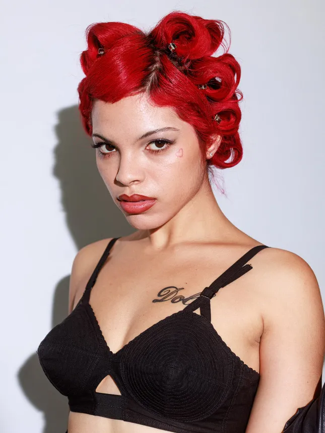 Sleepy beauty makeup and pinned curls