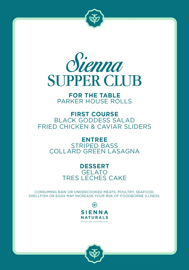 Menu designs for Sienna Naturals x Sephora event at The Grove - Mar. 25'