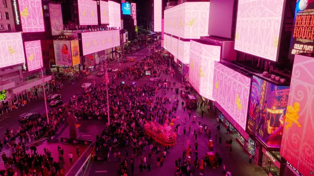 Yvette Mayorga's "Magic Grasshopper" in Times Square