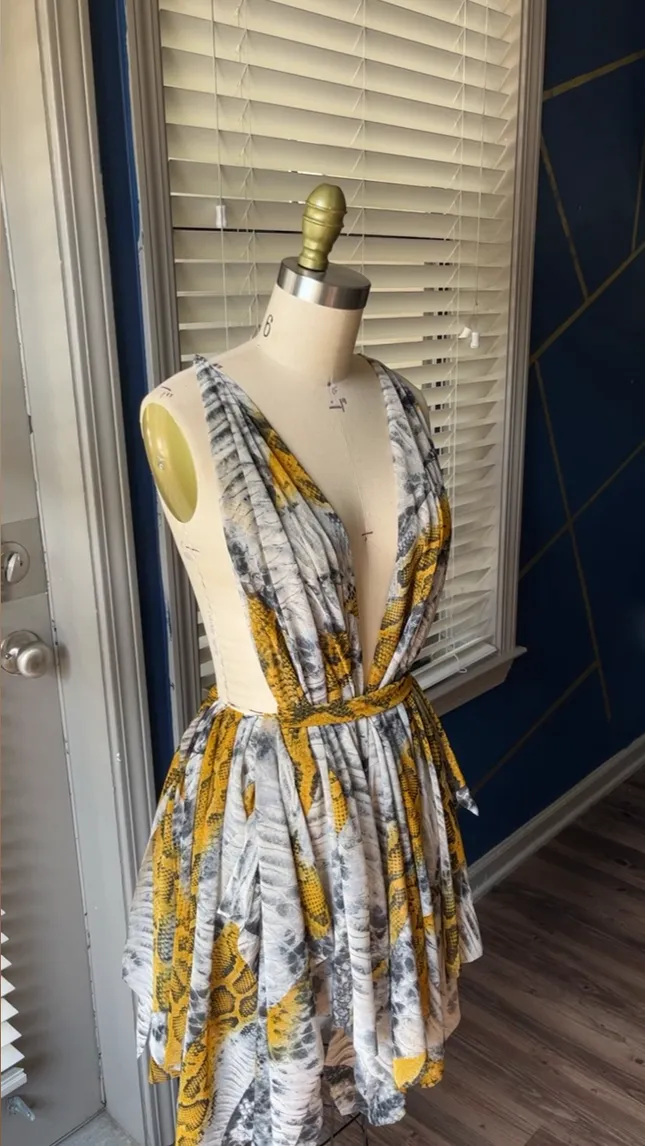 Snake print feather Dress