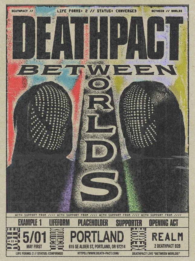 DEATHPACT "Between Worlds" 2026 tour poster + alt