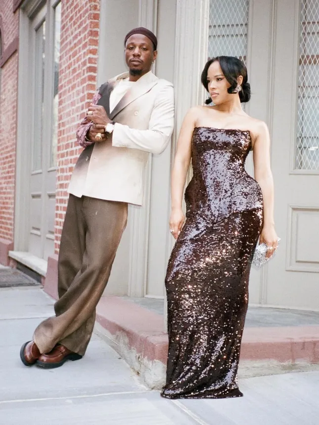 Joey Badass + Serayah attend the Gala & Art Auction at the Bronx Museum of Arts