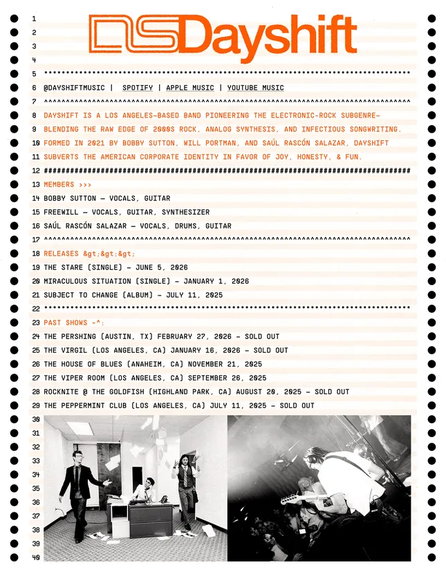 Dayshift Electronic Press Kit (EPK)
