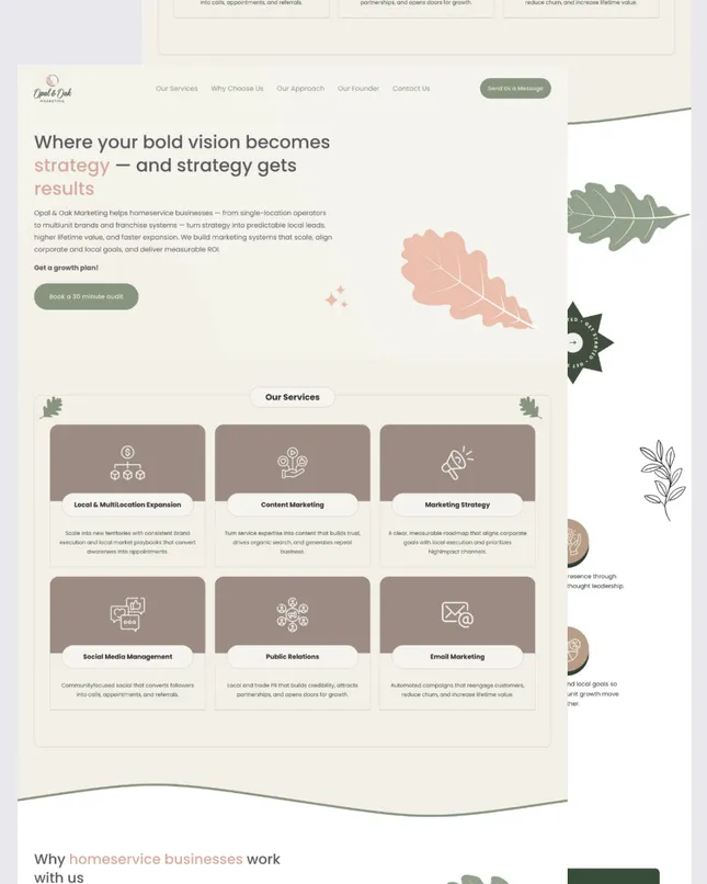 Opal & Oak Squarespace Website