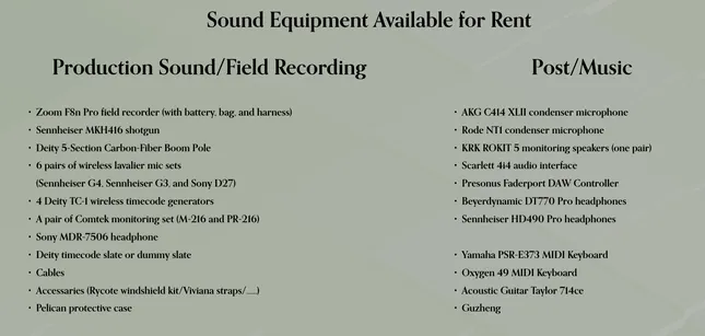 Sound Equipment List
