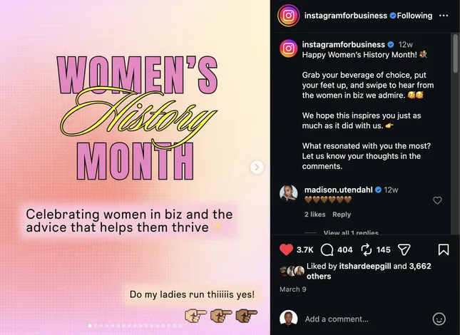 Concept + Copy for Instagram for Business