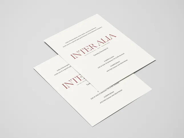National Theatre in America - Inter Alia Gala Invitations and Reply Forms