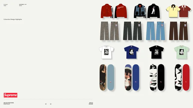 SUPREME NYC, COLLECTION RESEARCH & DESIGN DEVELOPMENT