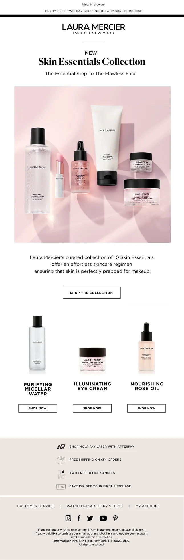 Laura Mercier Skincare launch e-mail design
