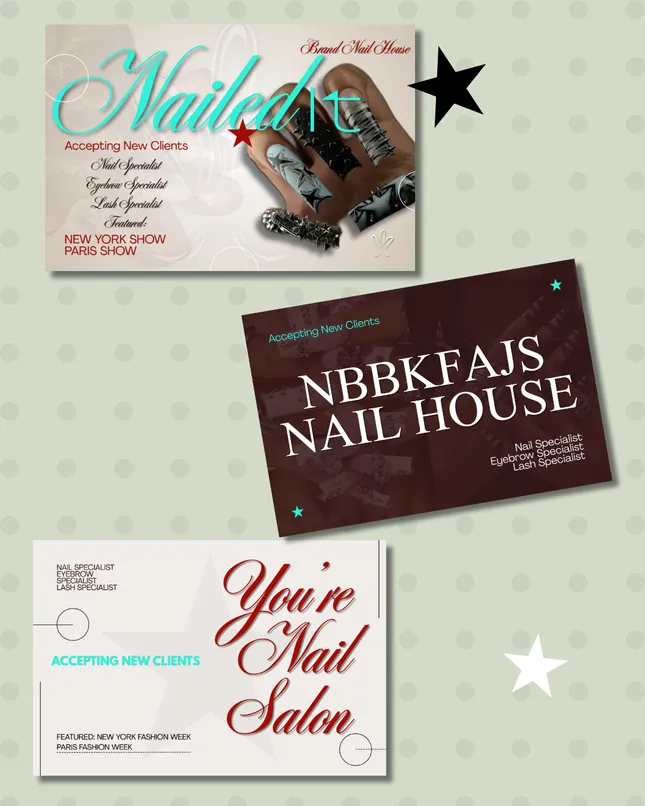 Nail company promotional designs