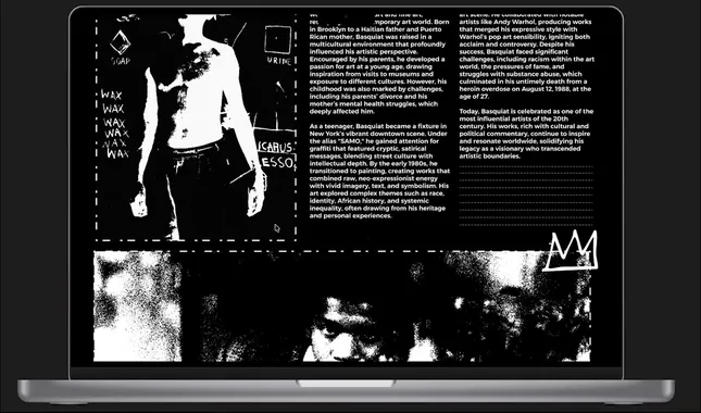Jean-Michel Basquiat Website Design