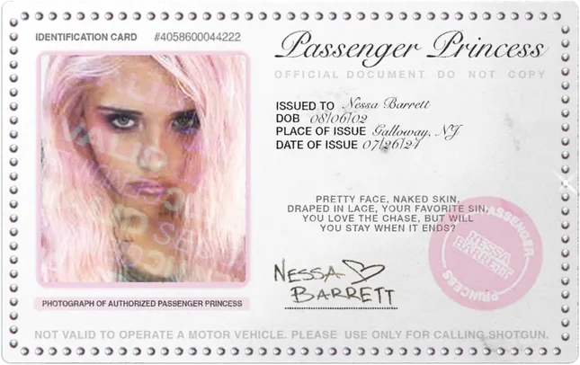 Passenger Princess ID Card, Nessa Barrett (2024)