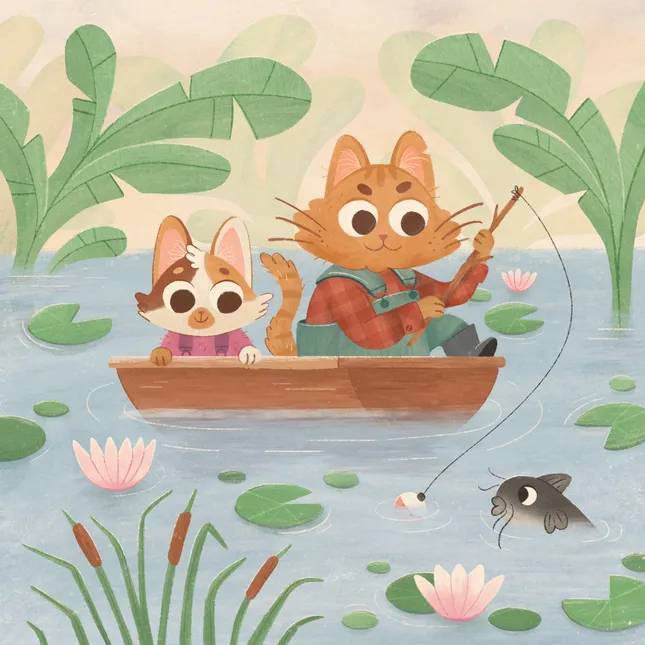 Cat-fishing illustration