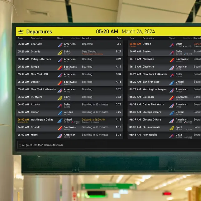 Pittsburgh Airport FIDS
