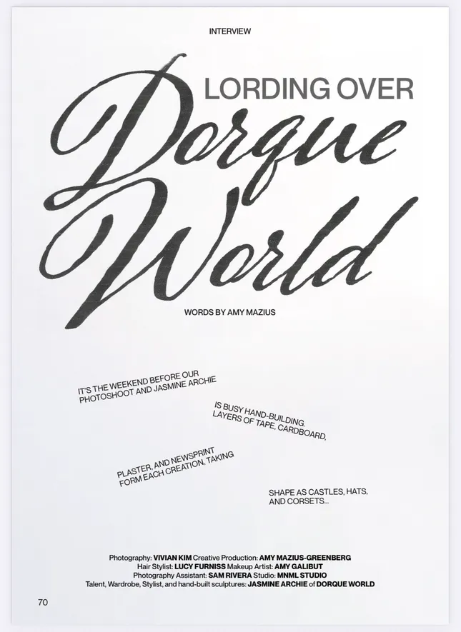 DORQUE WORLD editorial MERDE X print