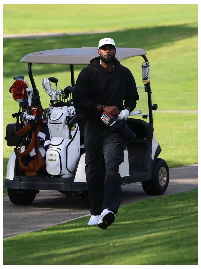 LBJ golfing