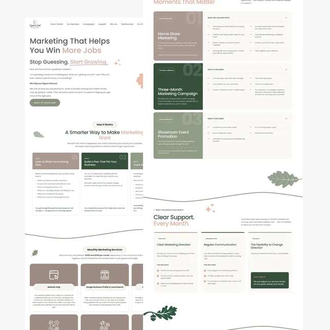 Opal & Oak Marketing Squarespace Website Re-design