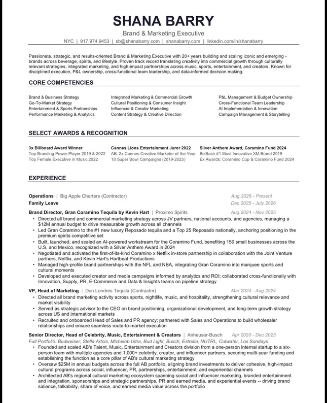 Shana Barry resume