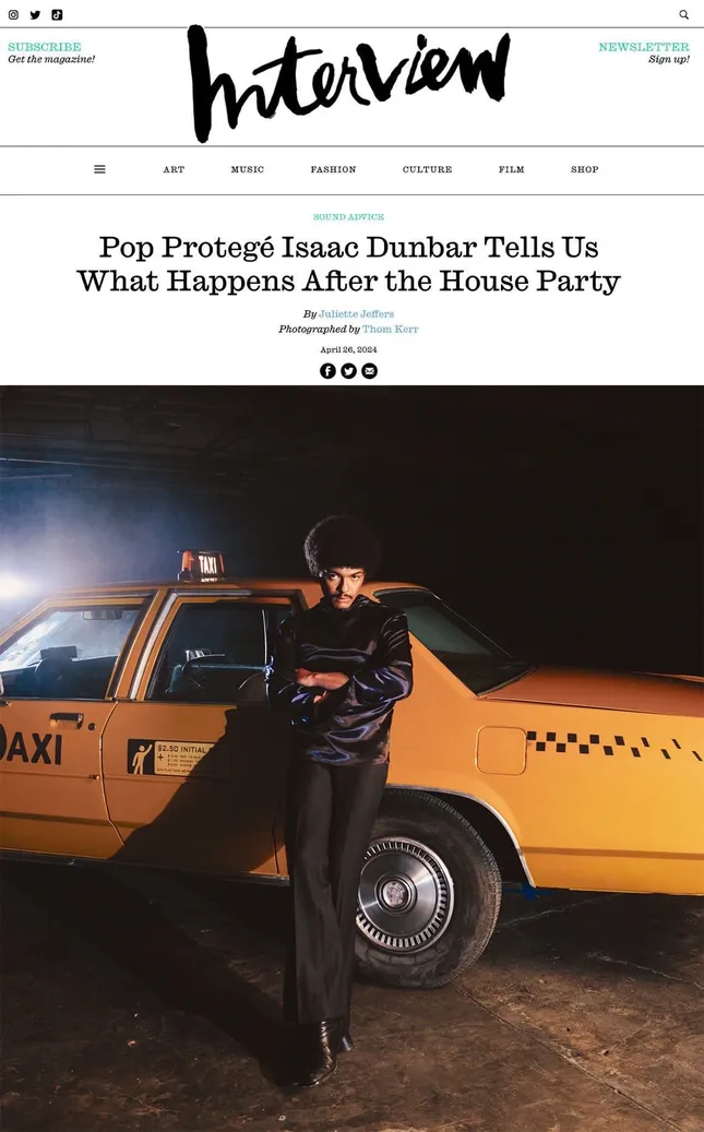 isaac dunbar interview mag/album cover