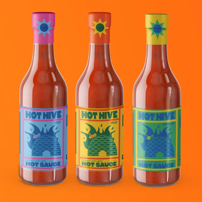 Honey Hive hot sauce package design